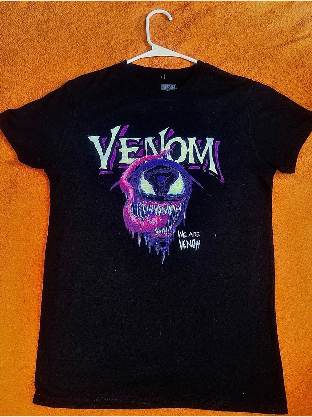 Venom Graphic Tee - Black with Purple & Pink Print